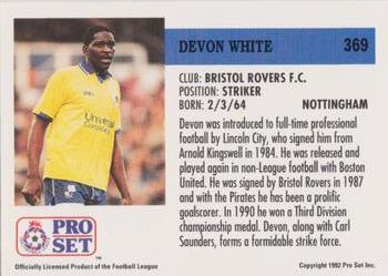1991-92 Pro Set (England) #369 Devon White  Back