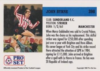 1991-92 Pro Set (England) #398 John Byrne  Back