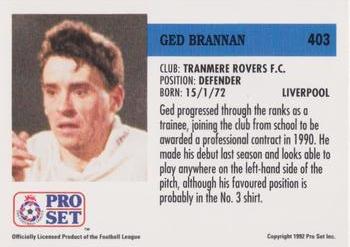 1991-92 Pro Set (England) #403 Ged Brannan  Back
