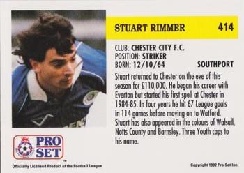 1991-92 Pro Set (England) #414 Stuart Rimmer  Back