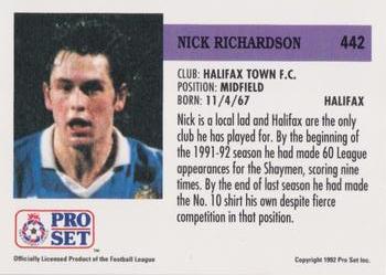 1991-92 Pro Set (England) #442 Nick Richardson  Back