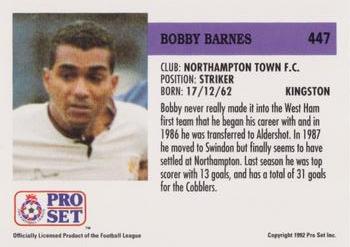 1991-92 Pro Set (England) #447 Bobby Barnes  Back