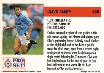 1991-92 Pro Set (England) #458 Clive Allen  Back