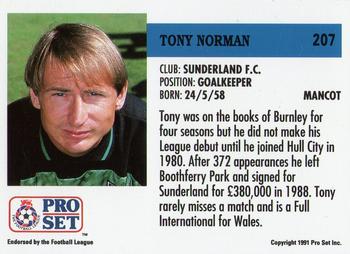 1991-92 Pro Set (England) #207 Tony Norman Back