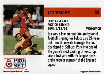 1991-92 Pro Set (England) #29 Ian Wright Back