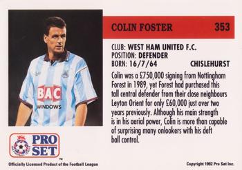 1991-92 Pro Set (England) #353 Colin Foster  Back