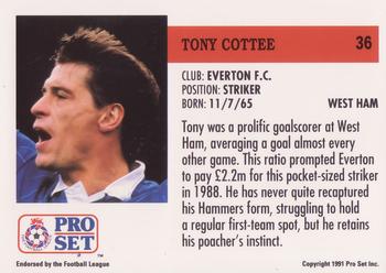 1991-92 Pro Set (England) #36 Tony Cottee Back