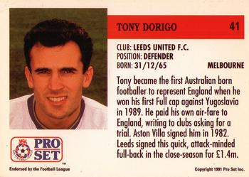 1991-92 Pro Set (England) #41 Tony Dorigo Back