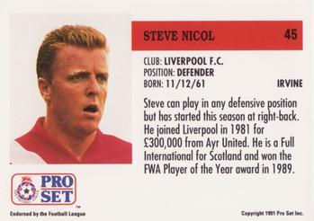 1991-92 Pro Set (England) #45 Steve Nicol  Back