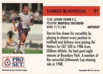 1991-92 Pro Set (England) #51 Darron McDonough Back