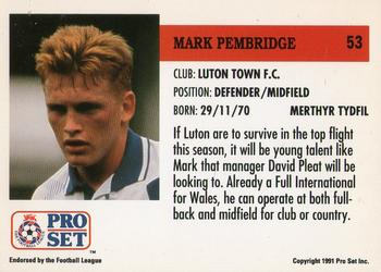 1991-92 Pro Set (England) #53 Mark Pembridge Back