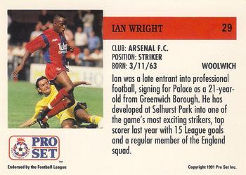 1991-92 Pro Set (England) #29 Ian Wright Back