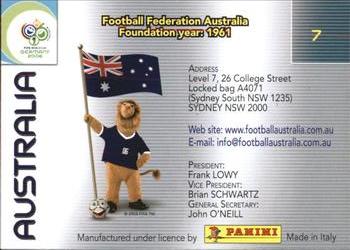 2006 Panini World Cup #7 Australia Back