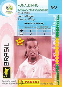 2006 Panini World Cup #60 Ronaldinho Back