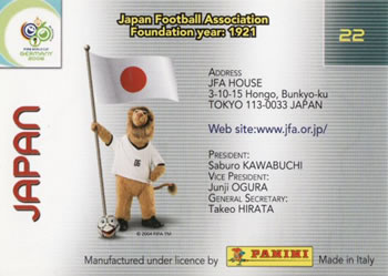 2006 Panini World Cup #22 Japan Back
