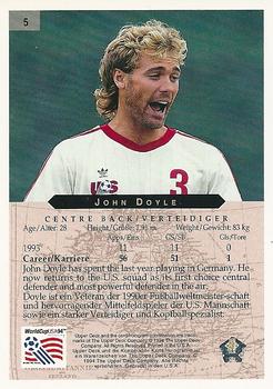 1994 Upper Deck World Cup Contenders English/German #5 John Doyle Back