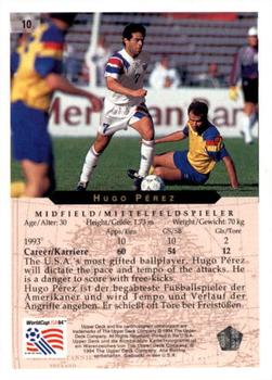 1994 Upper Deck World Cup Contenders English/German #10 Hugo Perez Back