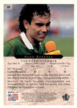 1994 Upper Deck World Cup Contenders English/German #29 Hugo Sanchez Back