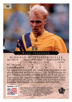 1994 Upper Deck World Cup Contenders English/German #68 Klas Ingesson Back