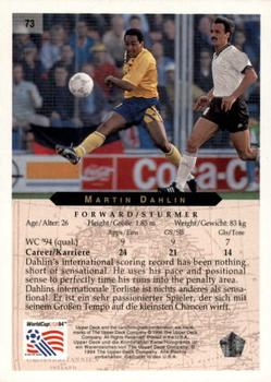 1994 Upper Deck World Cup Contenders English/German #73 Martin Dahlin Back