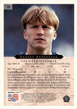 1994 Upper Deck World Cup Contenders English/German #79 Kennet Andersson Back