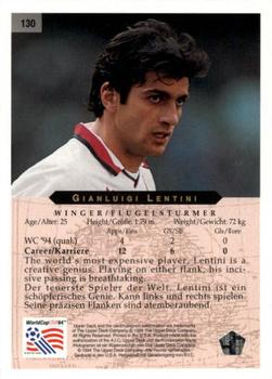 1994 Upper Deck World Cup Contenders English/German #130 Gianluigi Lentini Back