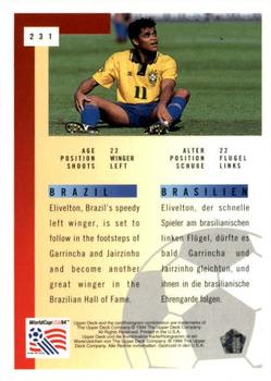 1994 Upper Deck World Cup Contenders English/German #231 Elivelton Back
