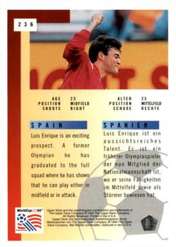 1994 Upper Deck World Cup Contenders English/German #236 Luis Enrique Back