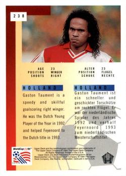 1994 Upper Deck World Cup Contenders English/German #238 Gaston Taument Back