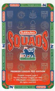 1996 Subbuteo Squads Premier League Pro Edition #NNO Sol Campbell Back