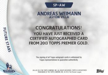 2013-14 Topps Premier Gold - Star Players Autographs #SP-AW Andreas Weimann Back