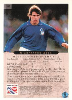 1994 Upper Deck World Cup Contenders English/Spanish #157 Gianfranco Zola Back