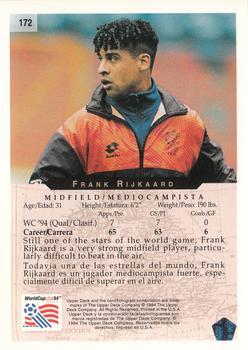 1994 Upper Deck World Cup Contenders English/Spanish #172 Frank Rijkaard Back