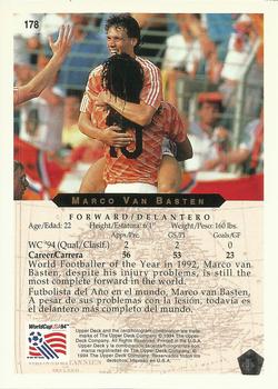1994 Upper Deck World Cup Contenders English/Spanish #178 Marco Van Basten Back
