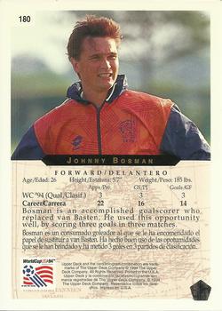 1994 Upper Deck World Cup Contenders English/Spanish #180 Johnny Bosman  Back