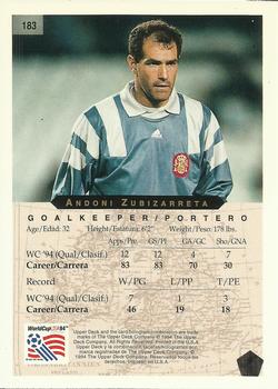 1994 Upper Deck World Cup Contenders English/Spanish #183 Andoni Zubizarreta Back