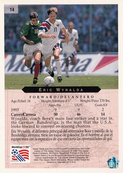 1994 Upper Deck World Cup Contenders English/Spanish #14 Eric Wynalda Back