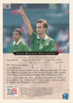 1994 Upper Deck World Cup Contenders English/Spanish #42 Luis Miguel Salvador Back