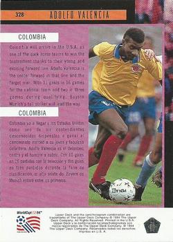 1994 Upper Deck World Cup Contenders English/Spanish #328 Adolfo Valencia Back