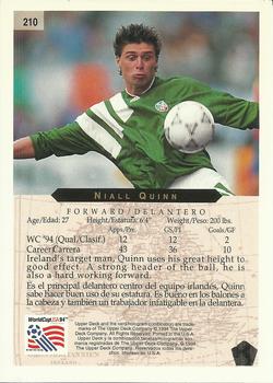 1994 Upper Deck World Cup Contenders English/Spanish #210 Niall Quinn  Back