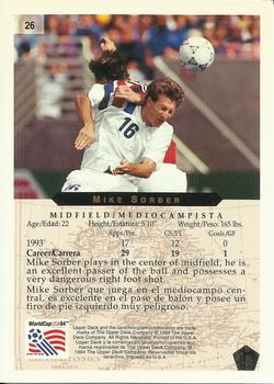 1994 Upper Deck World Cup Contenders English/Spanish #26 Mike Sorber Back