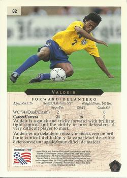 1994 Upper Deck World Cup Contenders English/Spanish #82 Valdeir Back