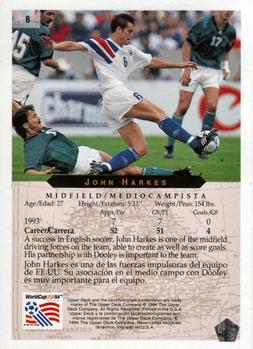 1994 Upper Deck World Cup Contenders English/Spanish #8 John Harkes Back