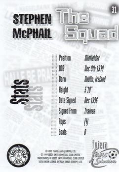 1999 Futera Leeds United Fans' Selection #31 Stephen McPhail Back