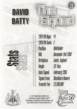 1999 Futera Newcastle United Fans' Selection #19 David Batty Back