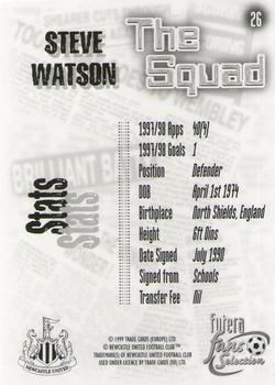 1999 Futera Newcastle United Fans' Selection #26 Steve Watson Back