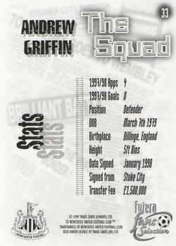 1999 Futera Newcastle United Fans' Selection #33 Andrew Griffin Back