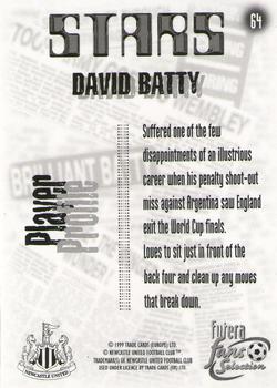 1999 Futera Newcastle United Fans' Selection #64 David Batty Back