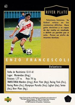1995 Upper Deck Futbol Argentino #63 Enzo Francescoli Back