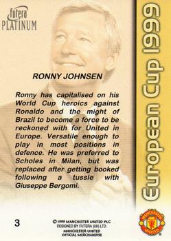 1999 Futera Platinum Manchester United European Cup #3 Ronny Johnsen Back